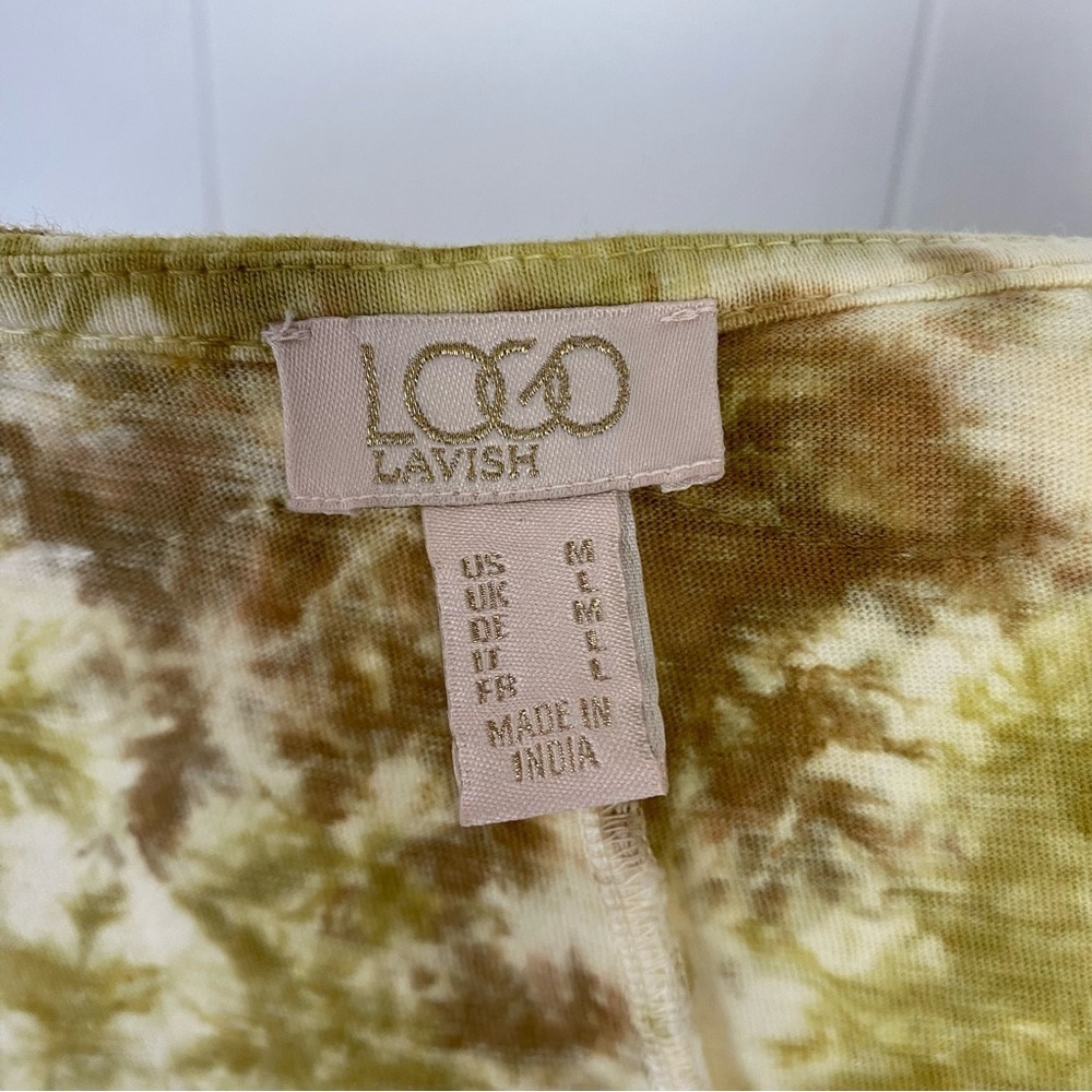 LOGO Lori Goldstein Lavish Cream Brown Tie-Dye Crochet Lace Duster Pockets Sz M - Picture 12 of 16